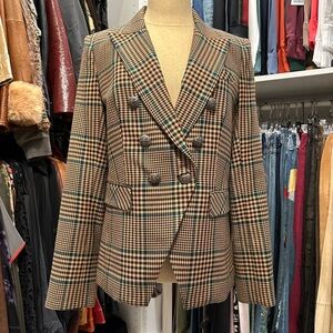 Best Fall ever! VERONICA BEARD Double Breasted Dickey Blazer Wool Check, Size 8